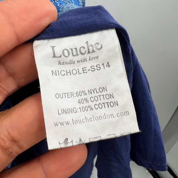 Louche blue open back lace overlay dress size 14 - Picture 10 of 11